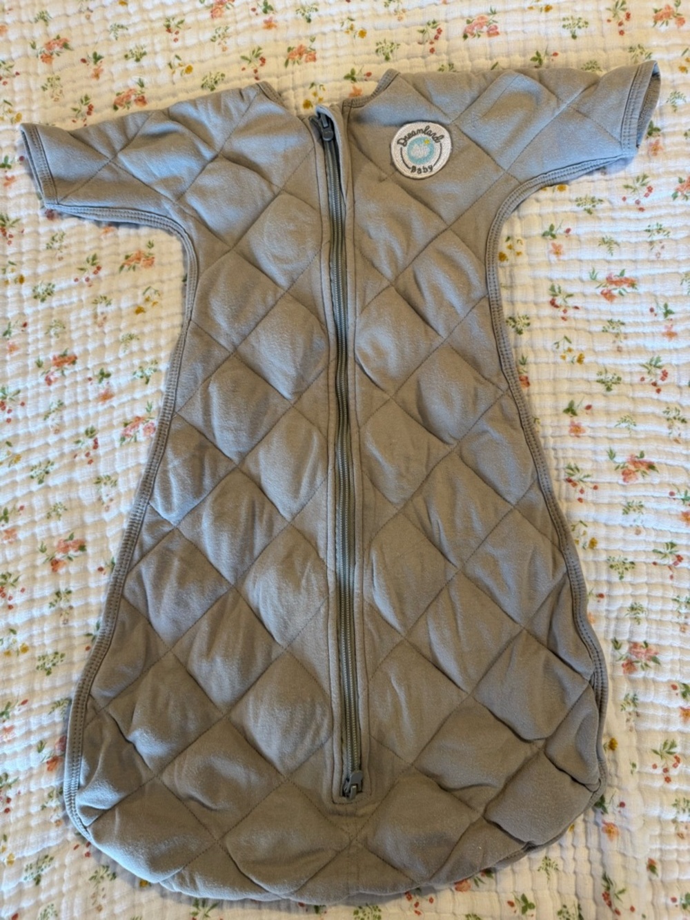 Baby Gray Quilted Sleep Sack Pajamas with Front Zipper